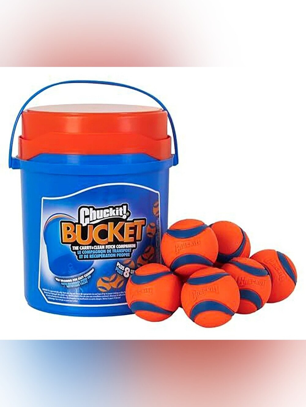 Chuckit! Bucket Fetch Toy w/Lid, 8 Ultra Balls,Self-Draining Cleaning/Water Bowl